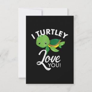 Cute Valentines Turtle I Turtley Love You RSVP Card
