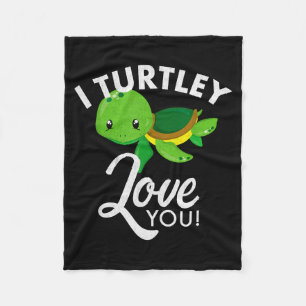 Cute Valentines Turtle I Turtley Love You Valentin Fleece Blanket