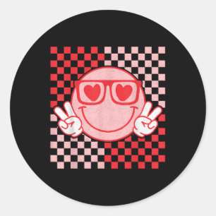 Cute Valentines Vibes Groovy Valentine Day Men Wom Classic Round Sticker