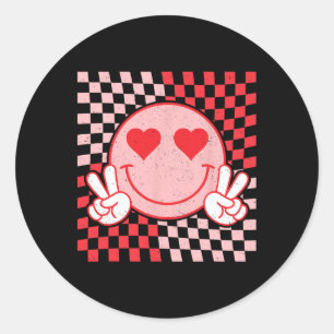 Cute Valentines Vibes Smile Face Valentine Day Men Classic Round Sticker