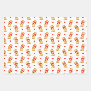 Cute Valentine's Wrapping Paper Teddy Bear