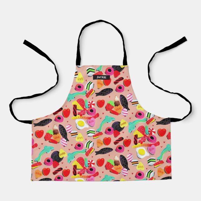 Cute valentines you're so sweet pink candy & heart apron (Front)