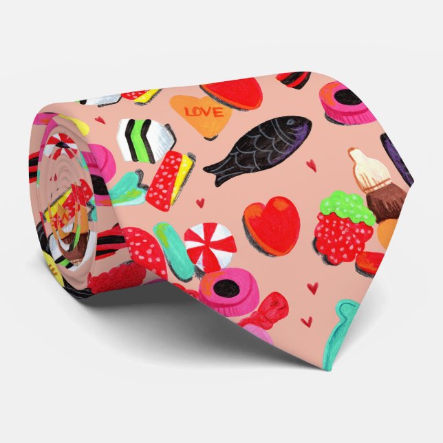 Cute valentines you're so sweet pink candy & heart tie (Rolled)