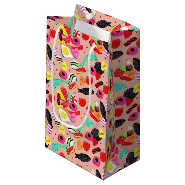 Cute valentines you're so sweet pink candy small gift bag (Front Angled)