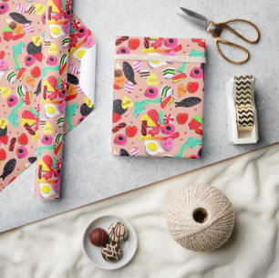 Cute valentines you're so sweet pink candy  wrapping paper