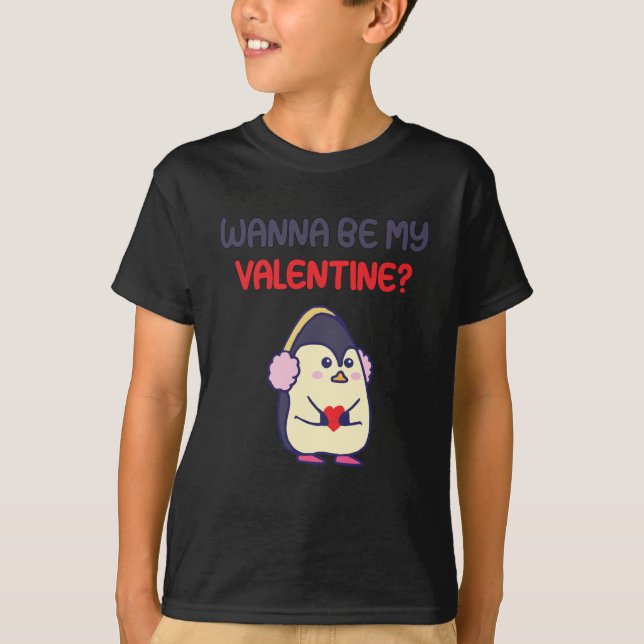 Cute Valentins Day Penguin T-Shirt (Front)