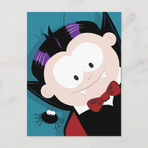 Cute Vampire and Spider Halloween Postcards