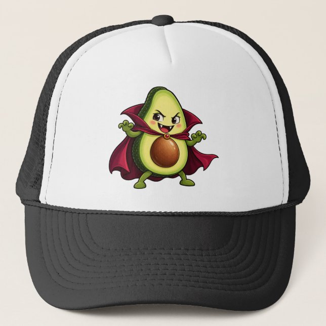 Cute Vampire Avocado Funny Halloween Trucker Hat (Front)