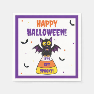 Cute Vampire Bat Halloween Candy Corn Napkin