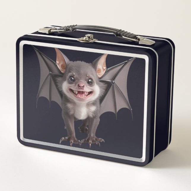 Cute Vampire Bat Metal Lunch Box (Front)