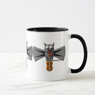 Cute vampire bat playing the violin mug