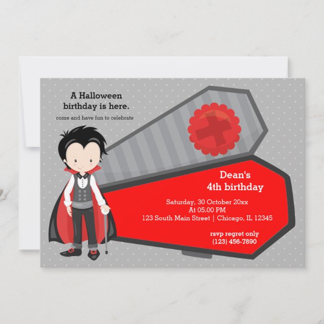 Cute vampire birthday invitation (Front)