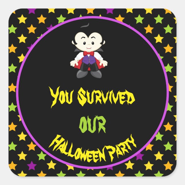 Cute Vampire Boy Halloween Costume Party Square Sticker (Front)