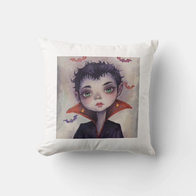 Cute Vampire Boy Halloween Pillow/Print. Cushion (Front)