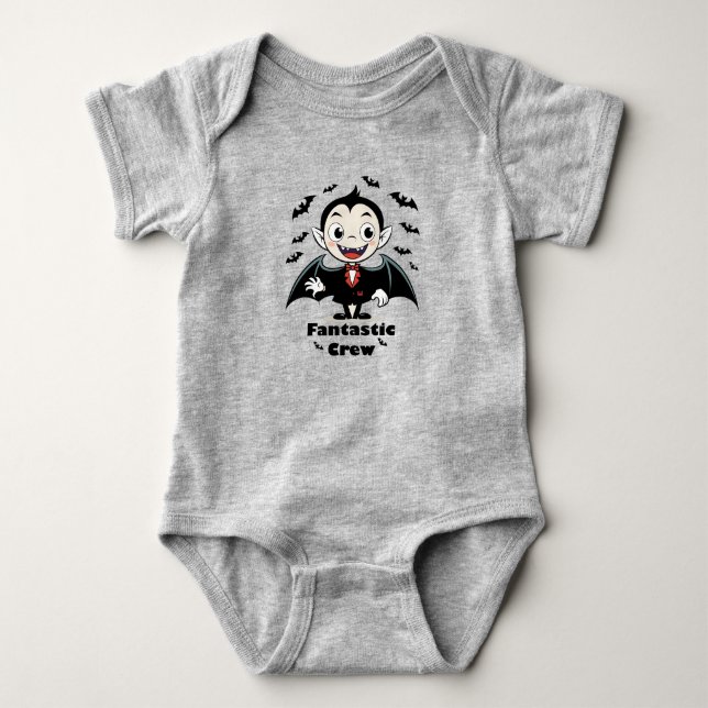 Cute Vampire Boy Halloween Vector Art Baby Bodysuit (Front)