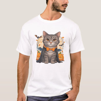 Cute Vampire Cat Halloween T-shirt  Spooky Kitten 