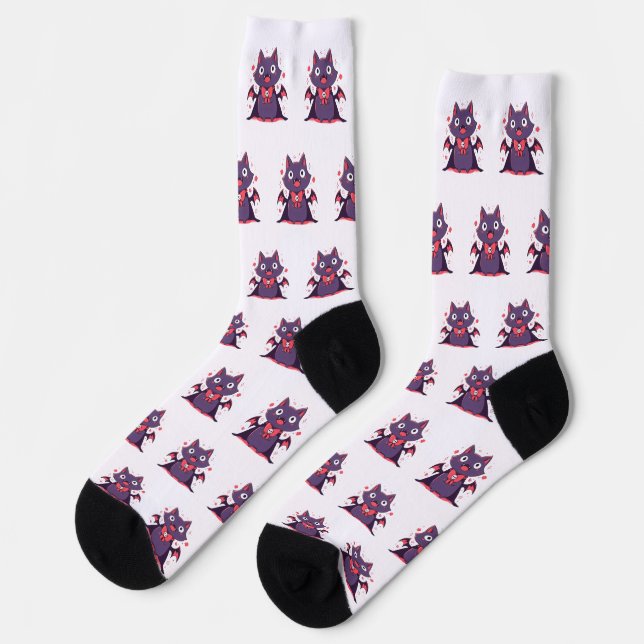 Cute Vampire Cat Socks (Left)