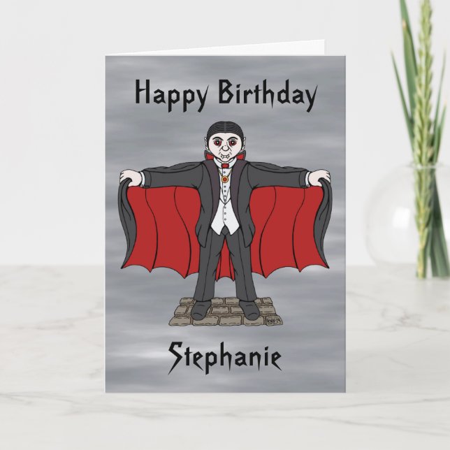 Cute Vampire/Dracula Birthday Card (Front)