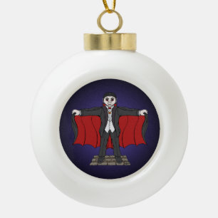 Cute Vampire/Dracula Ceramic Ball Christmas Ornament