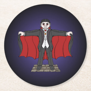 Cute Vampire/Dracula Round Paper Coaster