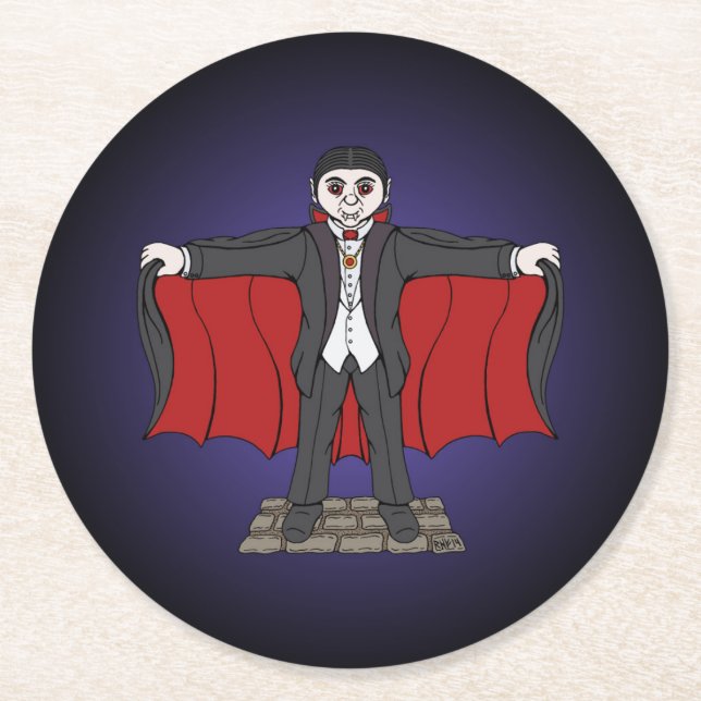 Cute Vampire/Dracula Round Paper Coaster (Front)