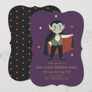 Cute Vampire Fang-Tastic Kids Birthday Party Invitation
