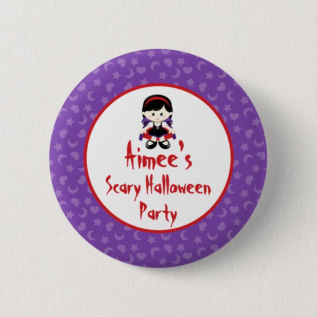 Cute Vampire Girl Halloween Party 6 Cm Round Badge (Front)