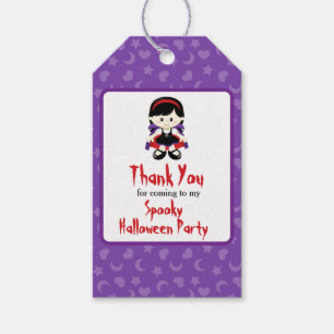 Cute Vampire Girl Halloween Party Gift Tags