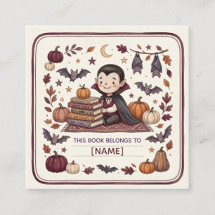 Cute Vampire Halloween Bookplate Personalised Kids Enclosure Card