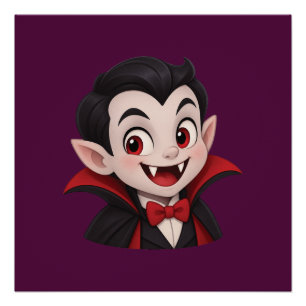 Cute Vampire Halloween Cartoon Poster
