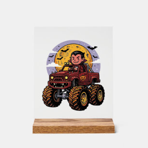 Cute Vampire Monster Truck Halloween Shirt Design_ Acrylic Sign