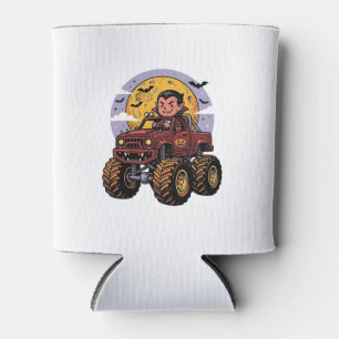 Cute Vampire Monster Truck Halloween Shirt Design_ Can Cooler