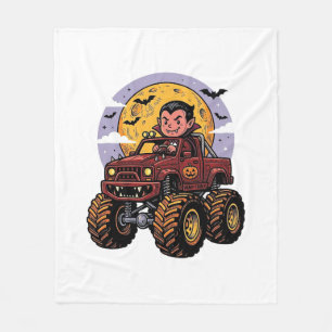 Cute Vampire Monster Truck Halloween Shirt Design_ Fleece Blanket