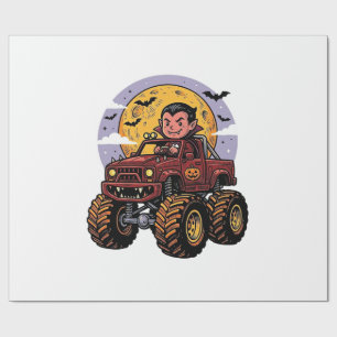 Cute Vampire Monster Truck Halloween Shirt Design_ Wrapping Paper
