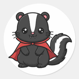 Cute Vampire Skunk Halloween Classic Round Sticker