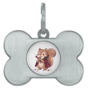 Cute Vampire Squirrel with Acorn Halloween Cape Co Pet ID Tag