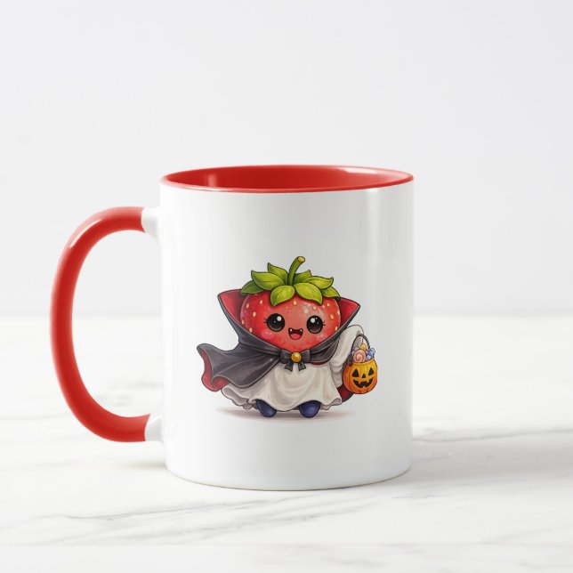 Cute Vampire Strawberry Halloween Mug (Left)