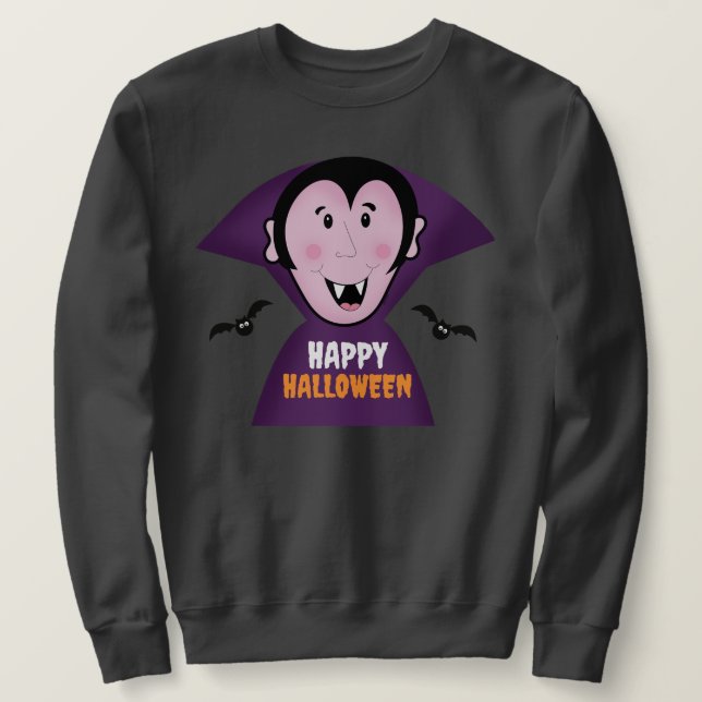 Cute Vampire with Bats Dracula Halloween Sweatshirt (Design Front)