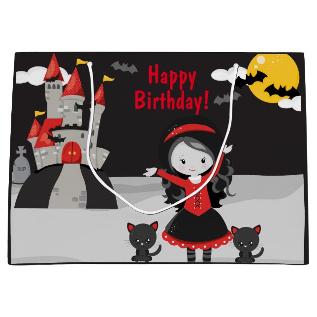 Cute Vampires Halloween Kids Spooky Birthday Large Large Gift Bag (Front)