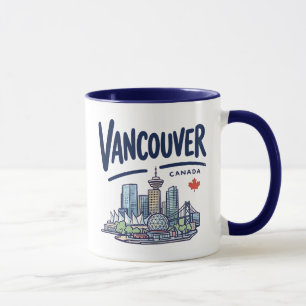 Cute Vancouver BC Canada Colorful Skyline City  Mug