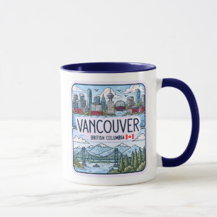 Cute Vancouver BC Canada Skyline Cityscape Pastel Mug