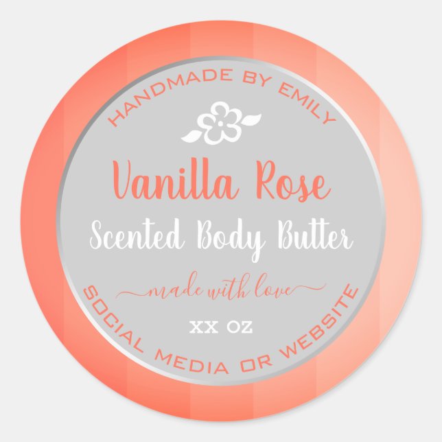 Cute Vanilla Rose Pink Product Packaging Labels (Front)
