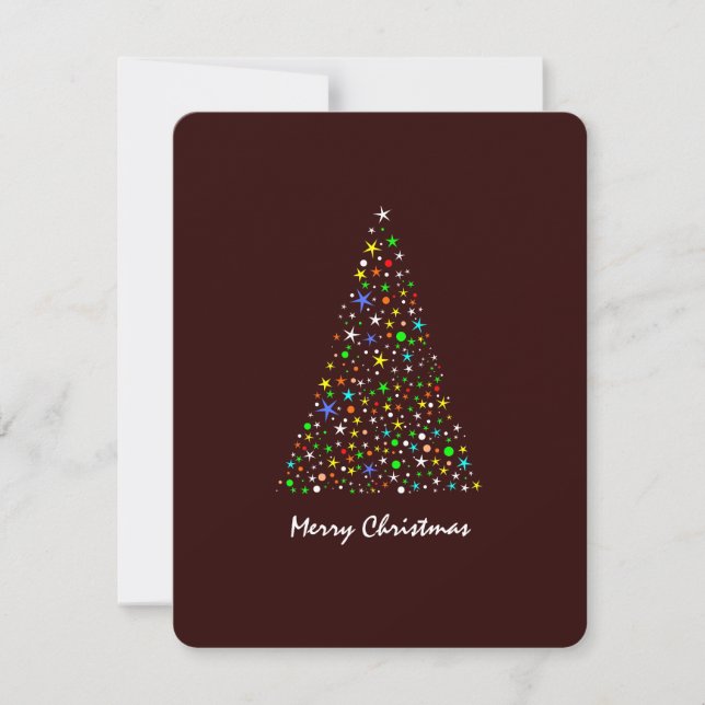 Cute Varicolored Bordeaux Brighty Stars Christmas Holiday Card (Front)