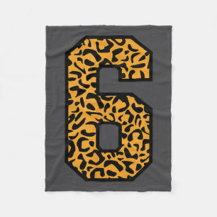 Cute Varsity Six Matching Number Team Sports Leopa Fleece Blanket