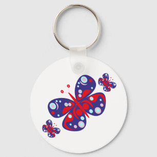 Cute vector blue butterfly key ring