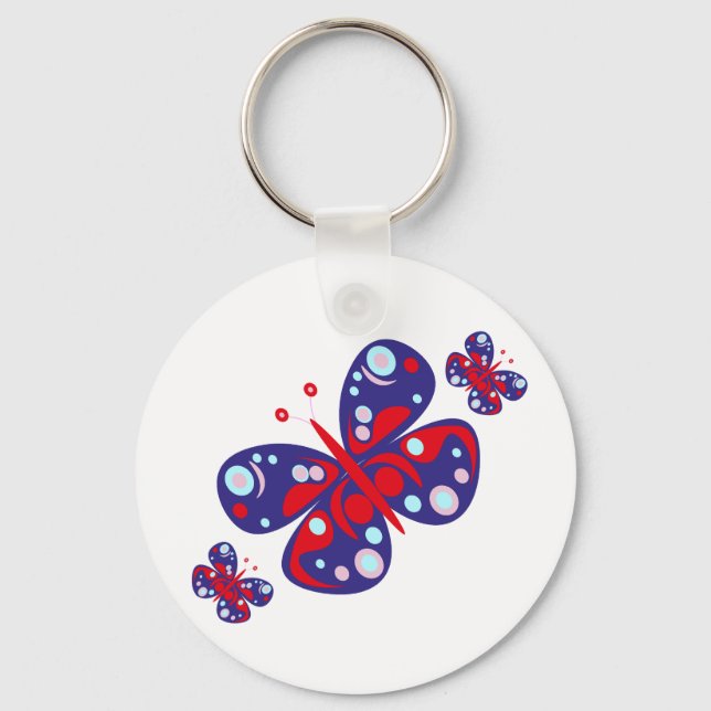 Cute vector blue butterfly key ring (Front)