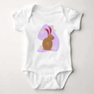 Cute vector bunny in pink colours baby bodysuit