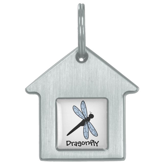 Cute Vector Dragonfly Pet Name Tag (Front)