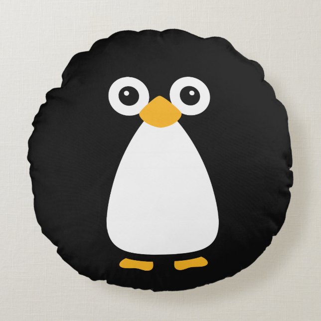 Cute Vector Penguin Round Cushion (Front)