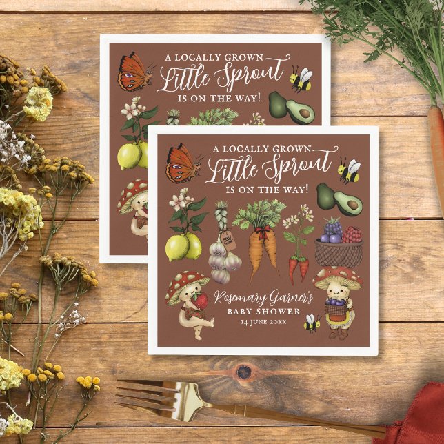 Cute Veg Locally Grown Little Sprout Baby Shower Napkin (Creator Uploaded)